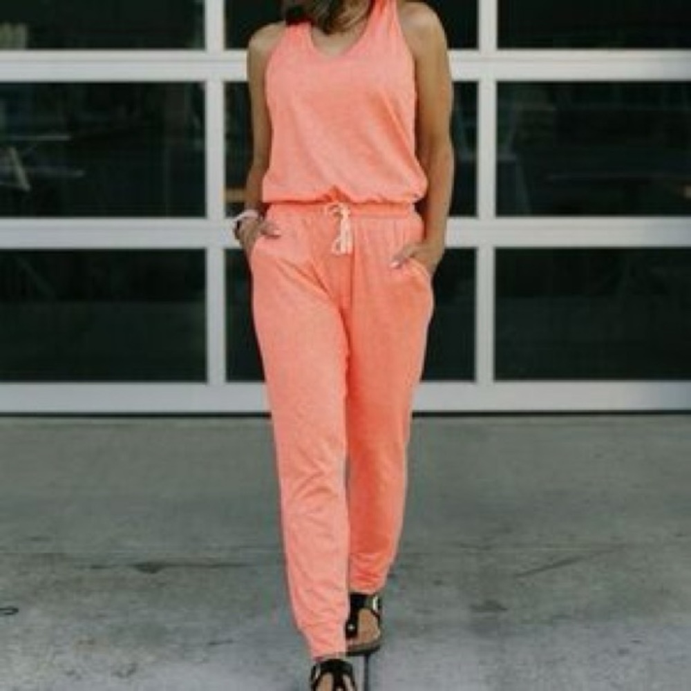 ZYIA Peach Coral Tank Jumpsuit